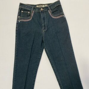 Mekeyler Jeans Wear Embroidered High Rise Straight Leg Jeans Size M